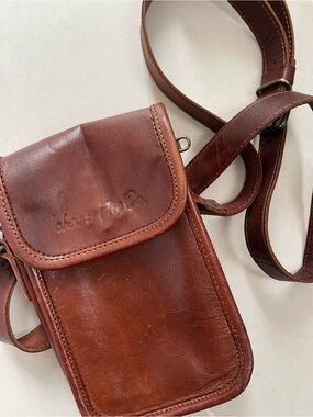 Johnny Fly Brown Leather Crossbody Bag Small Adjustable Shoulder Travel Purse